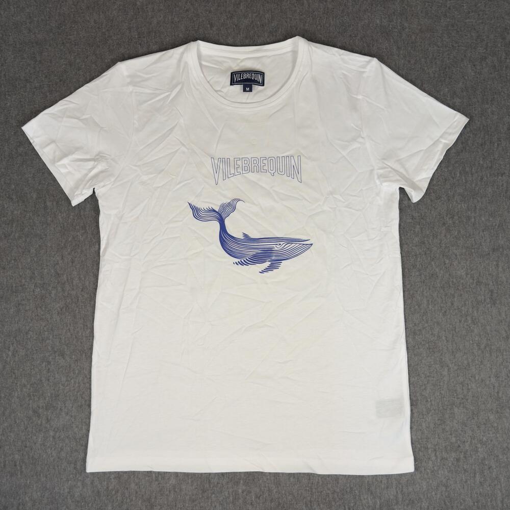 Vilebrequin Shirt Mens Medium White Whale Logo Graphic Tee T-Shirt Cotton Casual